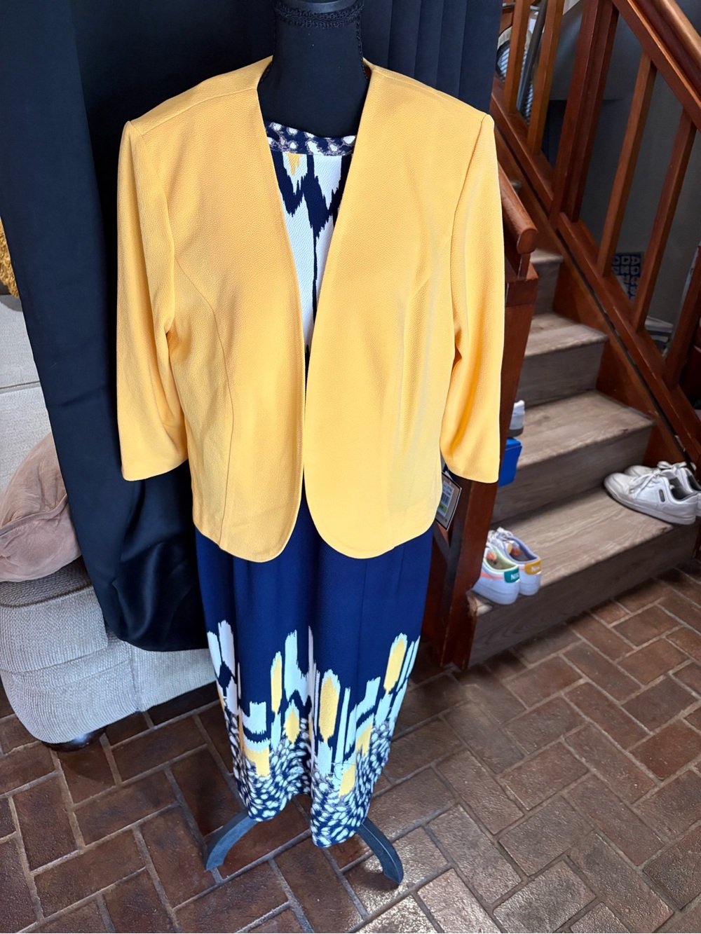 Women's Yellow Open-Front Suit Jacket
